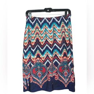 Sunny‎ Leigh Multicolored Patterned Lightweight Stretchy Skirt Size Medium